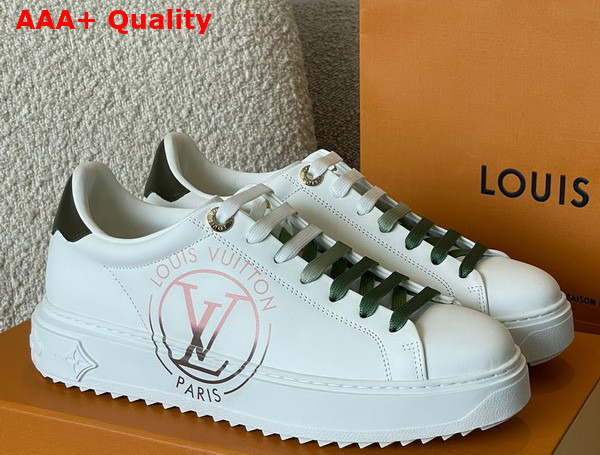 Louis Vuitton Time Out Sneaker Khaki Green Printed Calf Leather 1AA1CA Replica
