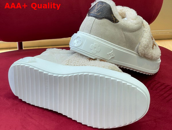 Louis Vuitton Time Out Sneaker Nude Suede Calf Leather and Shearling 1AADU0 Replica