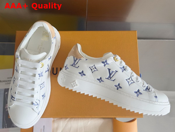 Louis Vuitton Time Out Sneaker in Blue Monogram Debossed Calf Leather 1AHOOF Replica