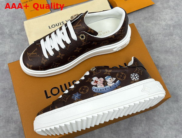 Louis Vuitton Time Out Sneaker in Cacao Brown Patent Monogram Canvas 1AIVIB Replica