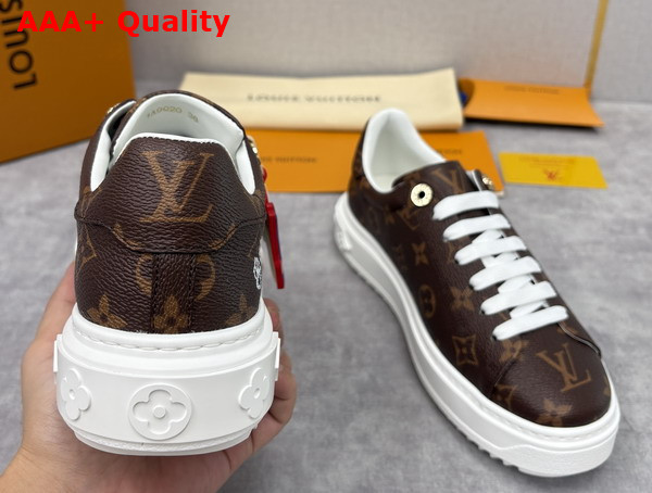 Louis Vuitton Time Out Sneaker in Cacao Brown Patent Monogram Canvas 1AIVIB Replica