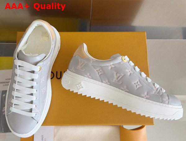 Louis Vuitton Time Out Sneaker in Gray Monogram Debossed Calf Leather 1AGUVW Replica