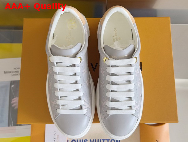 Louis Vuitton Time Out Sneaker in Gray Monogram Debossed Calf Leather 1AGUVW Replica