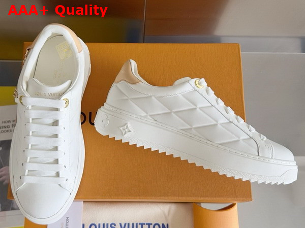 Louis Vuitton Time Out Sneaker in White Calf Leather Quilted with the Malletage Pattern 1AD2V7 Replica
