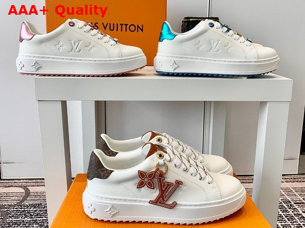 Louis Vuitton Time Out Sneaker in White Monogram Embossed Calf Leather 1AADMW Replica