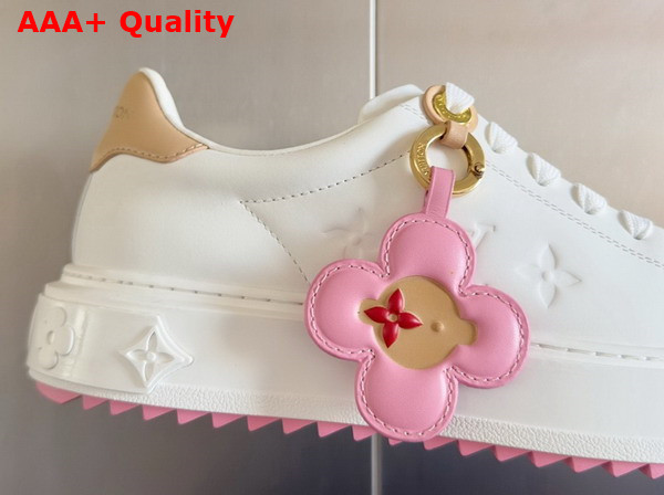 Louis Vuitton Time Out Sneaker in White Plaint Calf Leather with the LV Initials and Monogram Flowers on the Side 1AGUWS Replica