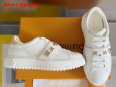 Louis Vuitton Time Out Sneaker in White Smooth Calf Leather with Gold Tone Studs 1AD2W3 Replica