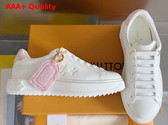 Louis Vuitton Time Out Sneaker in White Smooth Calf Leather with Trim in Rose Monogram Denim 1AGUXO Replica