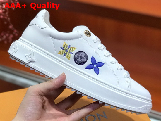 Louis Vuitton Time Out Sneaker with Giant Monogram Flowers White Calf Leather Replica
