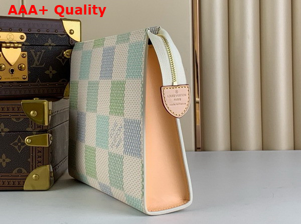 Louis Vuitton Toilet Pouch in Pistachio Damier Coated Canvas Replica