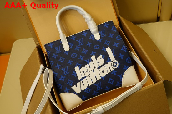 Louis Vuitton Tourist vs Purist Tote Blue Monogram Canvas and White Calf Leather Replica