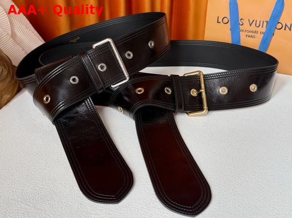 Louis Vuitton Trench 65mm Belt in Black Crinkled Leather M4531Z Replica