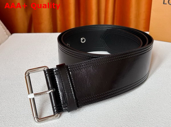Louis Vuitton Trench 65mm Belt in Black Crinkled Leather M4531Z Replica