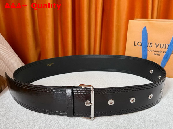 Louis Vuitton Trench 65mm Belt in Black Crinkled Leather M4531Z Replica