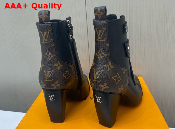 Louis Vuitton Trinity Ankle Boot in Black Calf Leather with Monogram Canvas Trim Replica