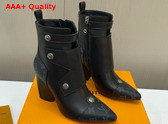 Louis Vuitton Trinity Ankle Boot in Black Calf Leather with Monogram Eclipse Canvas Trim Replica