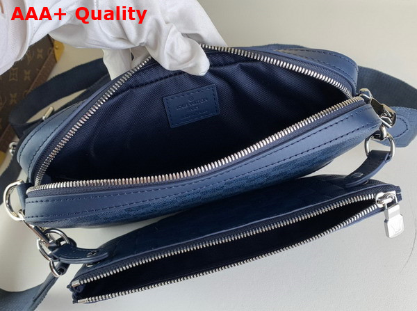 Louis Vuitton Trio Messenger Bag in Blue Sapphire Damier Infini Cowhide Leather and Damier Graphite Coated Canvas N40438 Replica