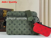 Louis Vuitton Trio Messenger Bag in Khaki Green and Vermillion Red Monogram Canvas M23783 Replica