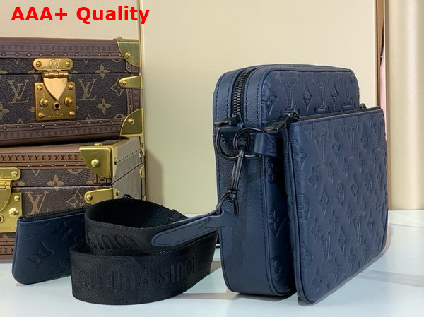 Louis Vuitton Trio Messenger Bag in Navy Blue Monogram Shadow Embossed Calf Leather M14785 Replica