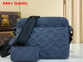 Louis Vuitton Trio Messenger Bag in Navy Blue Monogram Shadow Embossed Calf Leather M14785 Replica