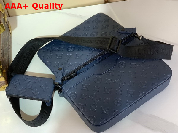 Louis Vuitton Trio Messenger Bag in Navy Blue Monogram Shadow Embossed Calf Leather M14785 Replica