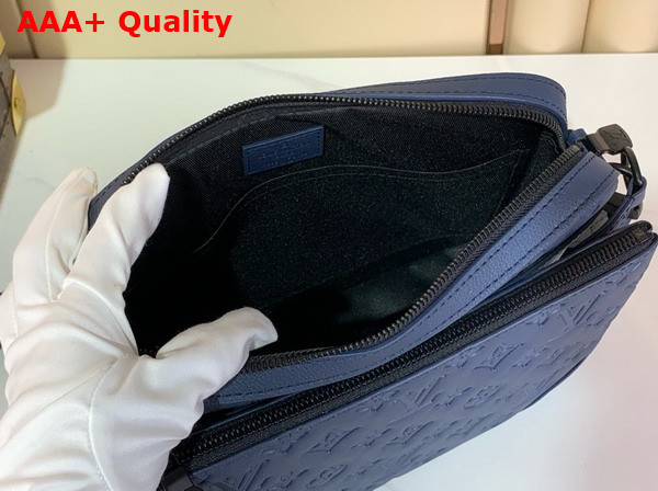 Louis Vuitton Trio Messenger Bag in Navy Blue Monogram Shadow Embossed Calf Leather M14785 Replica