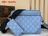 Louis Vuitton Trio Messenger Bag in Sky Blue Monogram Coated Canvas and Taiga Cowhide Leather M14069 Replica