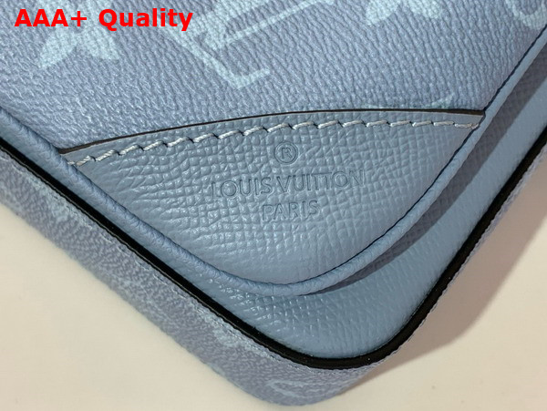 Louis Vuitton Trio Messenger Bag in Sky Blue Monogram Coated Canvas and Taiga Cowhide Leather M14069 Replica