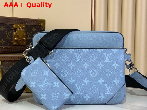 Louis Vuitton Trio Messenger Bag in Sky Blue Monogram Coated Canvas and Taiga Cowhide Leather M14069 Replica