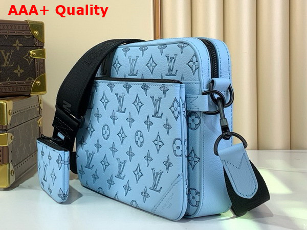 Louis Vuitton Trio Messenger Bag in Sky Blue Monogram Shadow Embossed Calf Leather M14781 Replica