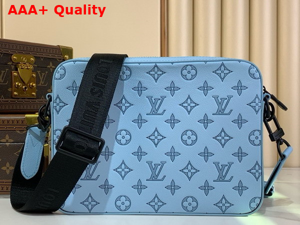Louis Vuitton Trio Messenger Bag in Sky Blue Monogram Shadow Embossed Calf Leather M14781 Replica