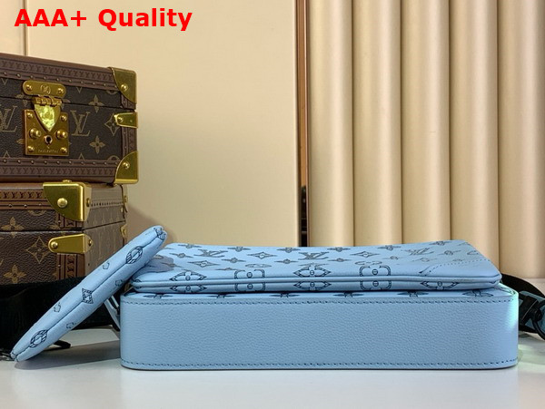 Louis Vuitton Trio Messenger Bag in Sky Blue Monogram Shadow Embossed Calf Leather M14781 Replica