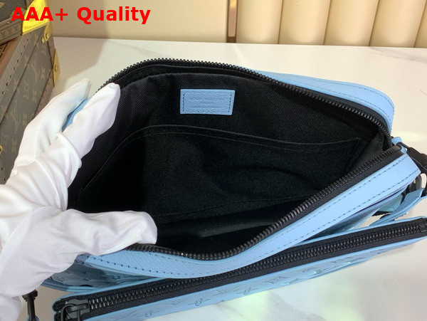 Louis Vuitton Trio Messenger Bag in Sky Blue Monogram Shadow Embossed Calf Leather M14781 Replica