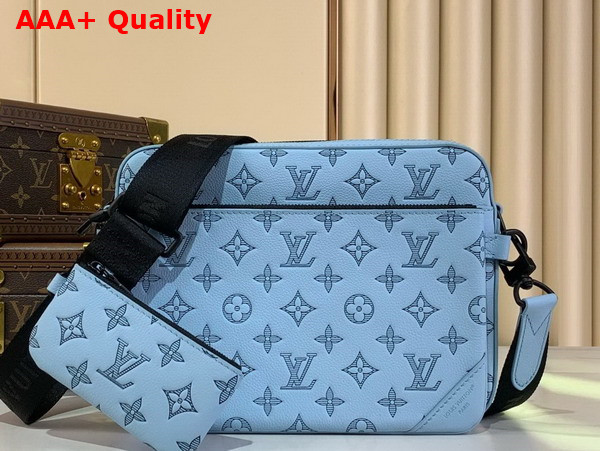 Louis Vuitton Trio Messenger Bag in Sky Blue Monogram Shadow Embossed Calf Leather M14781 Replica