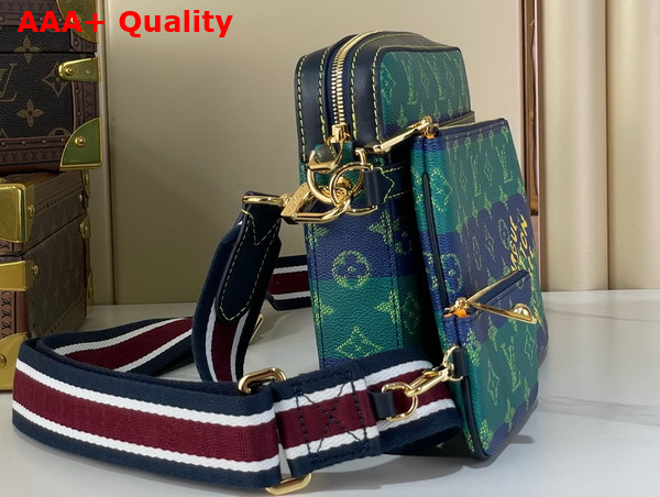 Louis Vuitton Trio Messenger Blue Stripes Monogram Heritage Coated Canvas M26026 Replica