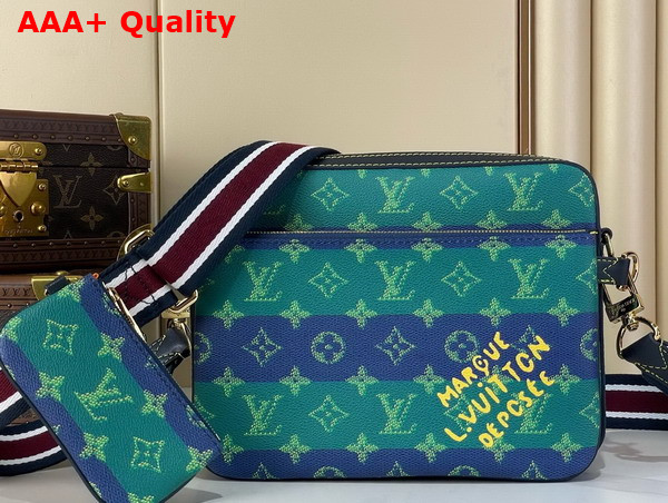 Louis Vuitton Trio Messenger Blue Stripes Monogram Heritage Coated Canvas M26026 Replica