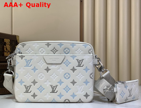Louis Vuitton Trio Messenger Ecru White Monogram Shadow Calfskin Leather Gradient Effect M28854 Replica