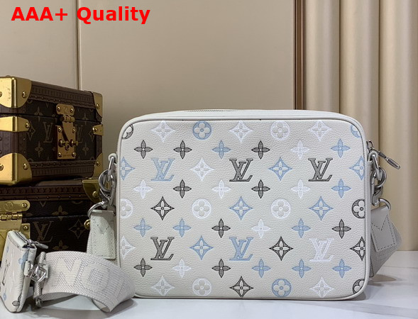 Louis Vuitton Trio Messenger Ecru White Monogram Shadow Calfskin Leather Gradient Effect M28854 Replica