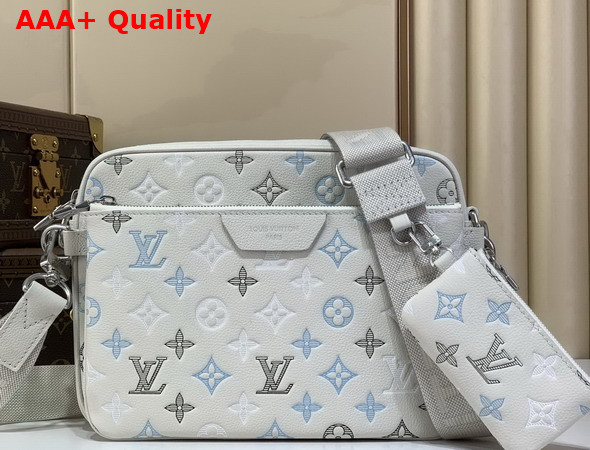 Louis Vuitton Trio Messenger Ecru White Monogram Shadow Calfskin Leather Gradient Effect M28854 Replica