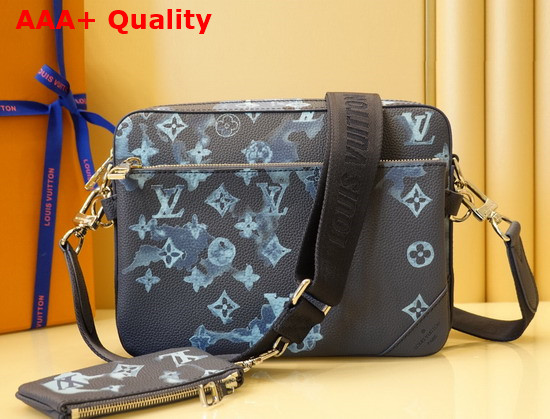 Louis Vuitton Trio Messenger Light Blue and White Monogram Motif Printed Irregularly on the Grained Leather M57840 Replica
