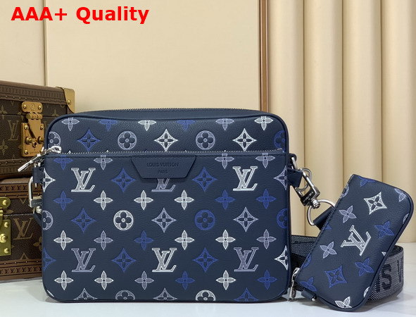 Louis Vuitton Trio Messenger Navy Blue Monogram Shadow Calfskin Leather M28618 Replica