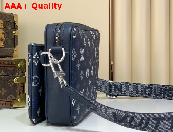 Louis Vuitton Trio Messenger Navy Blue Monogram Shadow Calfskin Leather M28618 Replica