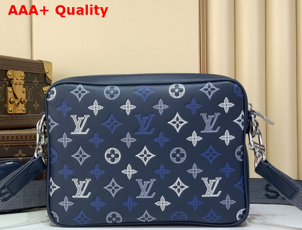 Louis Vuitton Trio Messenger Navy Blue Monogram Shadow Calfskin Leather M28618 Replica