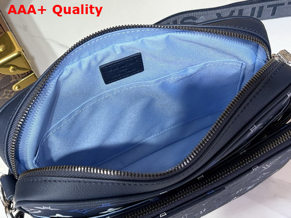 Louis Vuitton Trio Messenger Navy Blue Monogram Shadow Calfskin Leather M28618 Replica