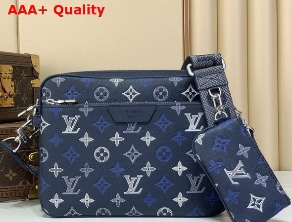 Louis Vuitton Trio Messenger Navy Blue Monogram Shadow Calfskin Leather M28618 Replica