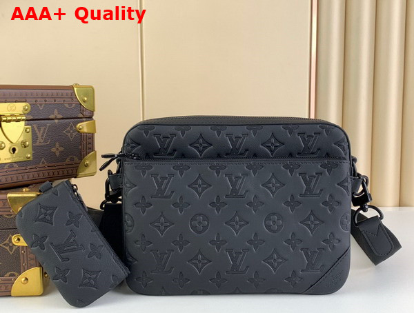 Louis Vuitton Trio Messenger in Black Monogram Shadow Leather M46602 Replica