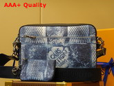 Louis Vuitton Trio Messenger in Ocean Blue Damier Salt Canvas Replica