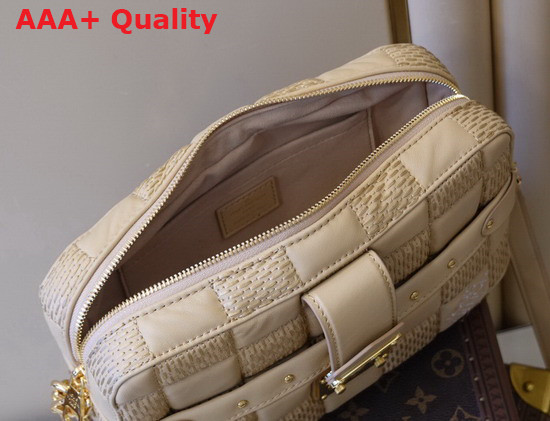Louis Vuitton Troca MM Handbag Beige Damier Quilt Lambskin M59111 Replica