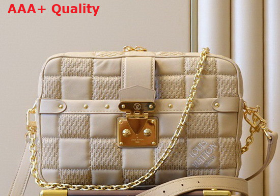 Louis Vuitton Troca MM Handbag Beige Damier Quilt Lambskin M59111 Replica