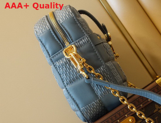 Louis Vuitton Troca MM Handbag Glacier Blue Damier Quilt Lambskin Replica